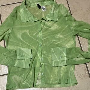 Divided Light Green Sheer Blouse